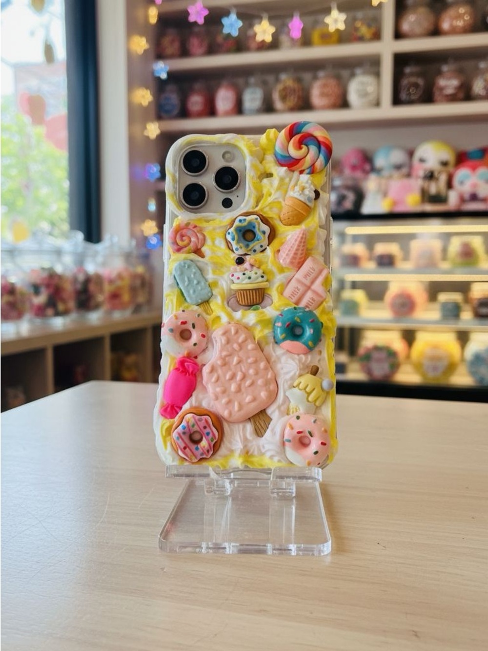Handmade Decoden Phone Case  Candy & Dessert Case - Yellow Base Kawaii